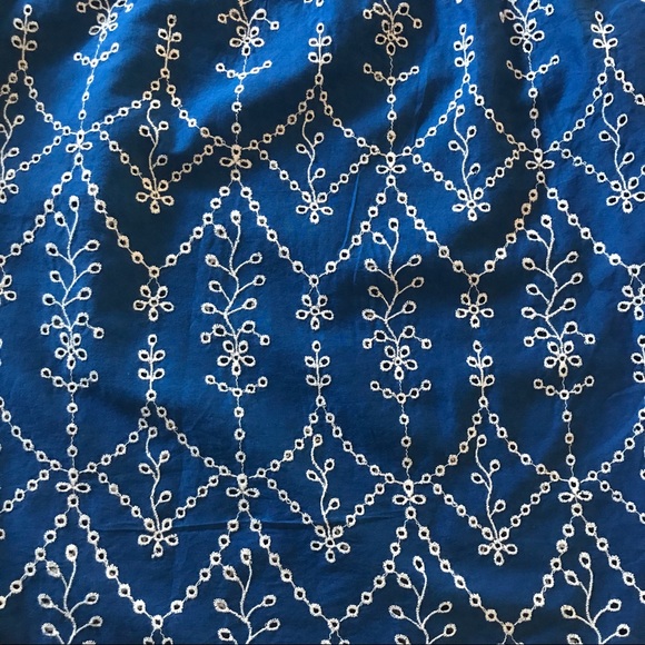 Zara Sz M embroidered blue Scalloped Shirt Top - Picture 15 of 15